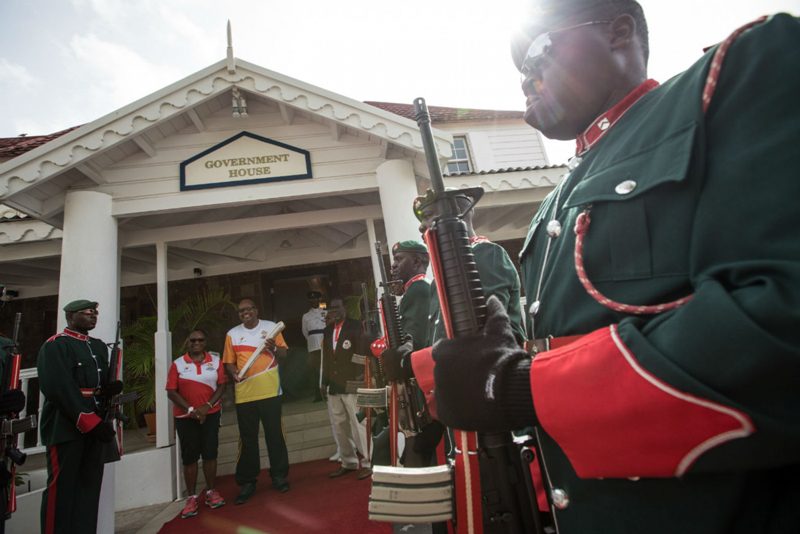 A gaurd of honour at Government House for the Baton