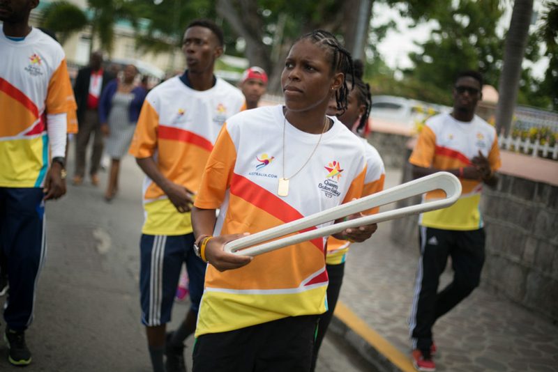 Footballer Siana Leader relays the Baton through Charlestown