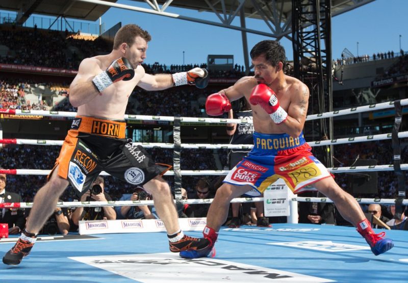 Manny Pacquiao and Jeff Horn trading blows in the 'Battle of Brisbane'