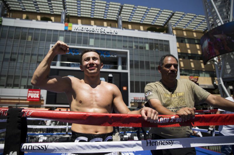 GGG shows love to his supporters during his workout
