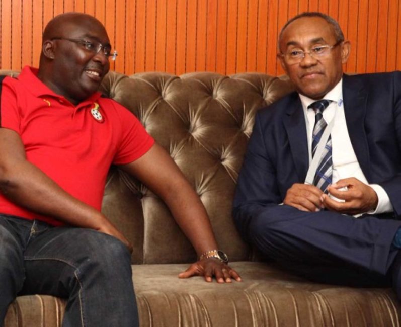 Dr. Bawumiah [left] welcomes Ahmad Ahmad [CAF President] to Ghana