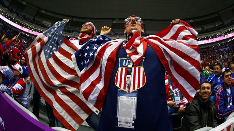 USA supporters cheering their athletes on
