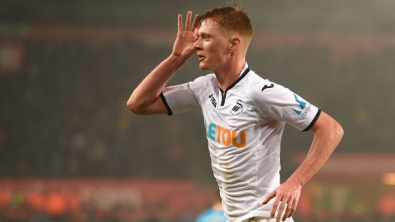 Sam Clucas celebrates [Swansea City]