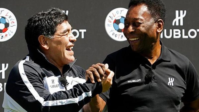 Pele [right] meets Maradona