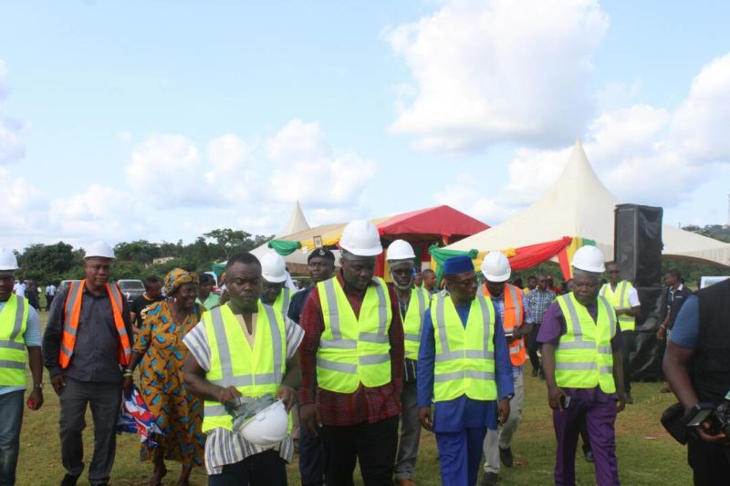 Hon. Isaac Asiamah breaks the ground for the construction of multi purpose sports complex