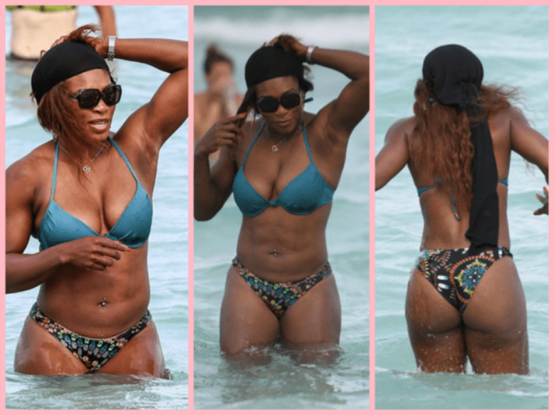 Serena Williams showing off her immaculate body in bikini