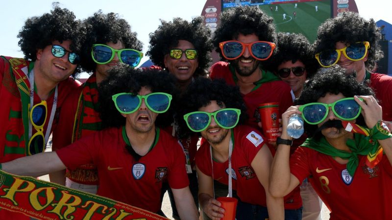 Portuguese supporters cheering their team on