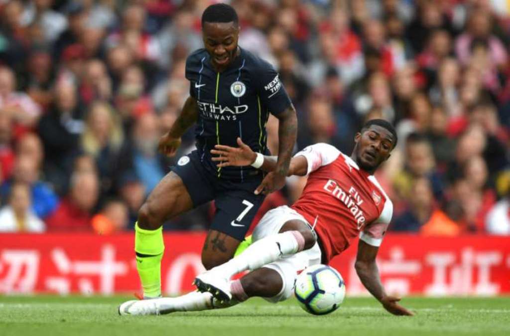 Maitland Niles prevents Sterling from getting the ball
