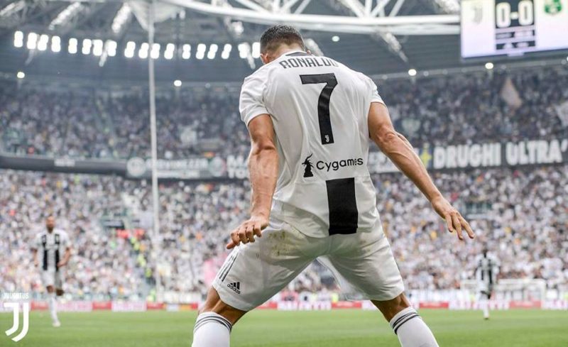 Ronaldo celebrates his first Juventus goal